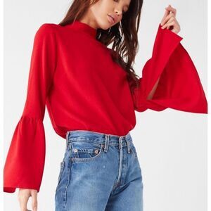 Urban Outfitters Red Bell Sleeve Blouse
